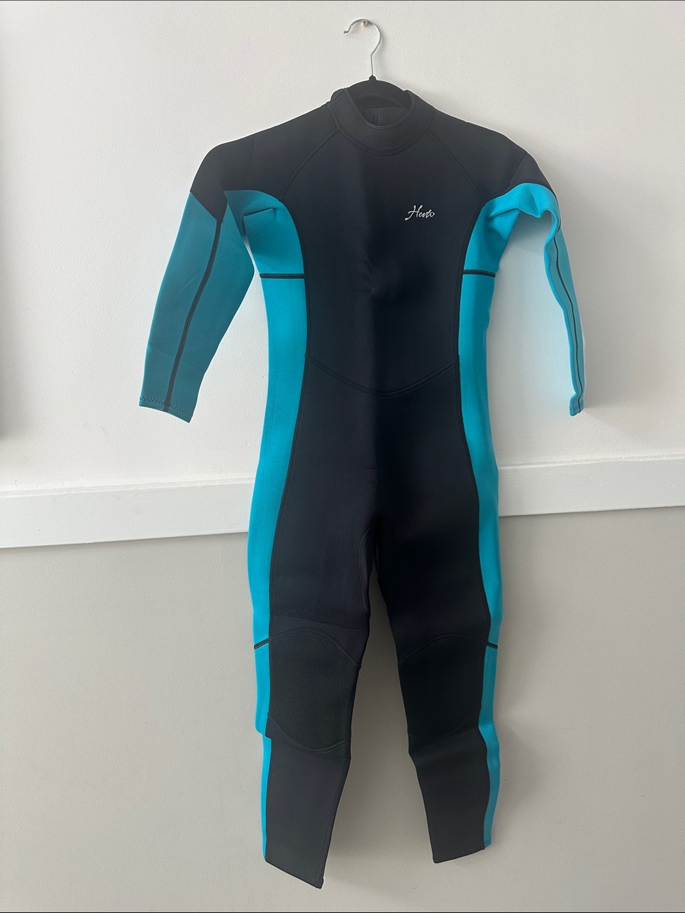 Hevto Kids 3/22mm Neoprene Black & Teal Full-Body Back Zip Wetsuit - Kids Swim